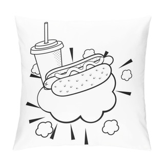 Personality Hot Dog With Soda Black And White Pillow Covers