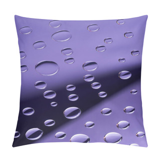 Personality  Close-up View Of Transparent Calm Droplets On Violet Background      Pillow Covers