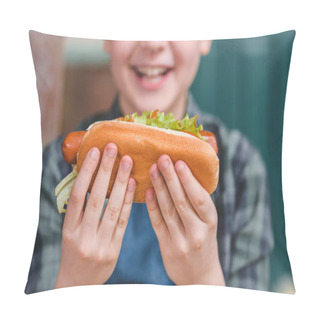 Personality  Boy Holding Hot Dog  Pillow Covers