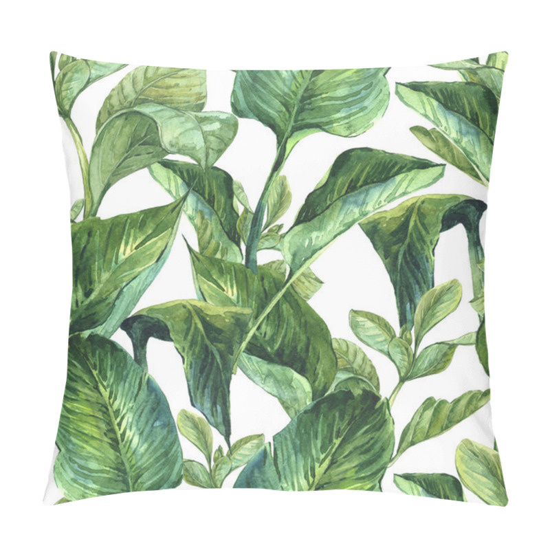 Personality  Watercolor Seamless Background With Tropical Leaves Pillow Covers