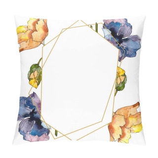 Personality  Poppy Floral Botanical Flower. Wild Spring Leaf Wildflower Isolated. Watercolor Background Illustration Set. Watercolour Drawing Fashion Aquarelle. Frame Border Crystal Ornament Square. Pillow Covers