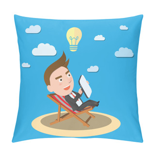 Personality  Funny Flat Character Businessman Vacation Concept Pillow Covers