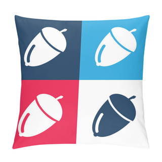 Personality  Acorn Blue And Red Four Color Minimal Icon Set Pillow Covers