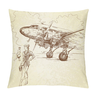 Personality  Vintage Airplane - Hand Drawn Illustration Pillow Covers