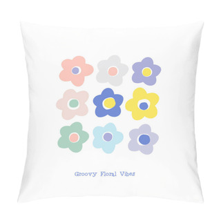 Personality  Multicoloured Naive Floral Daisy Vector Illustration Set Pillow Covers