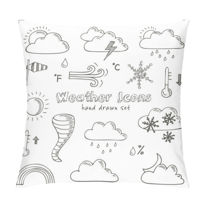 Personality  Set of doodle sketch weather icons pillow covers