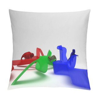 Personality  Red And Green And Blue Ribbons With Chameleons Pillow Covers