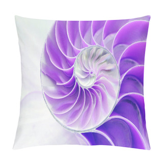 Personality  Nautilus Shell Symmetry Fibonacci Half Cross Section Spiral Golden Ratio Structure Growth Close Up Back Lit Mother Of Pearl Purple Violet Close Up ( Pompilius Nautilus ) Pillow Covers