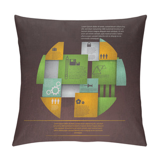 Personality  Retro Infographics Set. World Map And Information Graphics Pillow Covers
