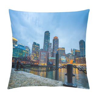 Personality  Boston Harbor And Financial District At Twilight In Boston Pillow Covers