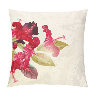 Personality  Vector Illustration With Hibiscus Flowers In Retro Style Pillow Covers