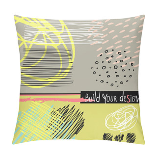 Personality  Abstract Hand Drawn Brushstroke Shapes Pattern Elements. Simple Modern Geometric Chevron Print In Vector Hand Drawn Hipster Stylish Pattern Pillow Covers