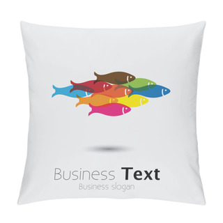 Personality  Colorful School Of Fishes Together- Vector Graphic Pillow Covers