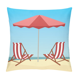 Personality  Summer Beach In Flat Design Pillow Covers