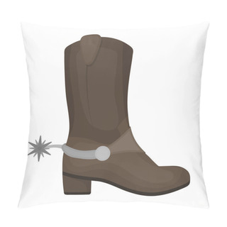 Personality  Cowboys Boots Icon In Cartoon Style Isolated On White Background. USA Country Symbol Stock Vector Illustration. Pillow Covers