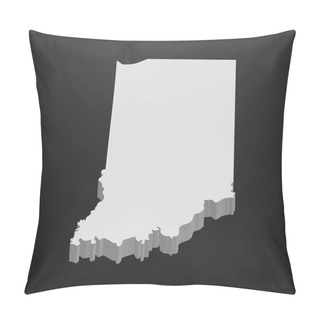 Personality  Indiana State Map In Gray On A Black Background 3d Pillow Covers