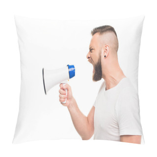 Personality  Man Using Megaphone Pillow Covers