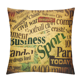 Personality  Collage Of Words From Newspapers With Vintage Grunge Texture Pillow Covers