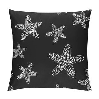 Personality  Strict Black And White Seamless Pattern With Seafishes Pillow Covers