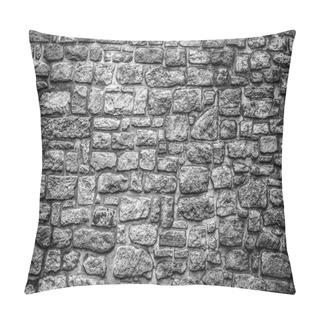 Personality  Old Stone Wall Background. Black-white Photo. Pillow Covers
