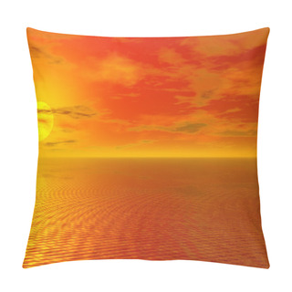 Personality  Bloody Red Sunset Over Ocean Pillow Covers