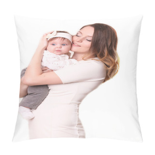 Personality  Mother Holding The Baby Who Looks Concerned  Pillow Covers