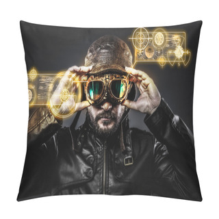 Personality  Attractive Fighter Pilot With Hat And Glasses Era Pillow Covers