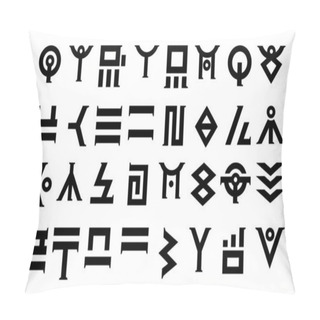 Personality  Vector Set Of Black Flat Icons Of Zodiac Symbols Pillow Covers