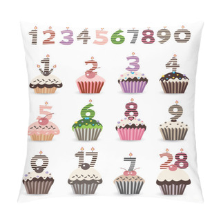 Personality  Funny Smile Cupcake For Birthday With Number Candles Pillow Covers
