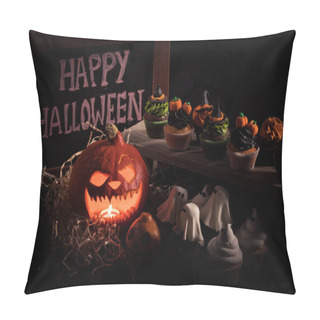 Personality  Halloween Cupcakes And Pumpkin  Pillow Covers