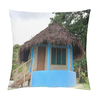 Personality  Blue Thatched Bungalow In Lonnoc Beach. Espiritu Santo Island-Vanuatu. 7005 Pillow Covers