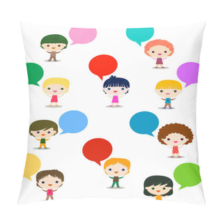 Personality  Kids Talking Illustration Pillow Covers