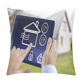 Personality  Man Using Tablet Pc Pillow Covers