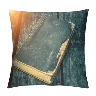 Personality  Old Tattered Book On A Wooden Table. Reading By Candlelight. Vintage Composition. Ancient Library. Antique Literature. Fabulous Atmosphere. Medieval And Mystical Background, Vintage Style, Religion. Pillow Covers