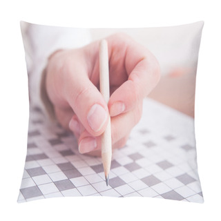 Personality  Crossword Puzzle Close-up. Pillow Covers