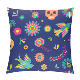 Personality  Day Of The Dead, Dia De Los Muertos Background And Seamless Pattern Pillow Covers