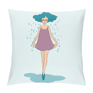 Personality  Girl In Autumn Time. Vector Illustration Pillow Covers