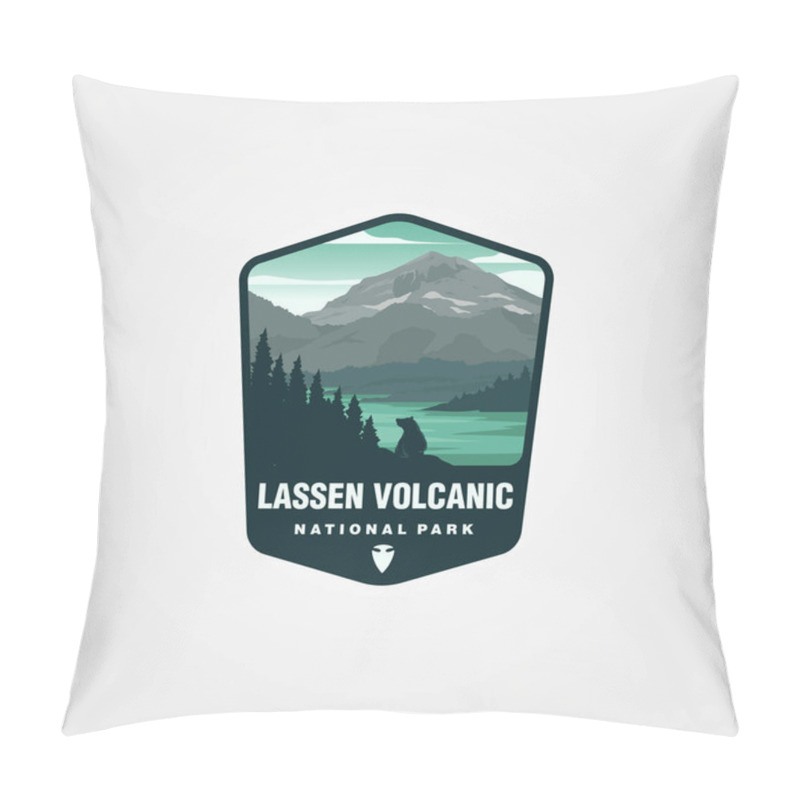 Personality  Lassen Volcanic Logo Patch Vector Design, Us National Park Logo Design Pillow Covers