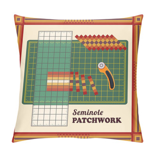 Personality  Patchwork DIY, Cutting Mat, Quilters Ruler, Rotary Blade Cutter, Traditional Seminole Strip Piece Design Pattern Frame Pillow Covers
