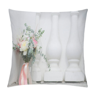 Personality  Soft Wedding Bouquet Near White Columns Pillow Covers