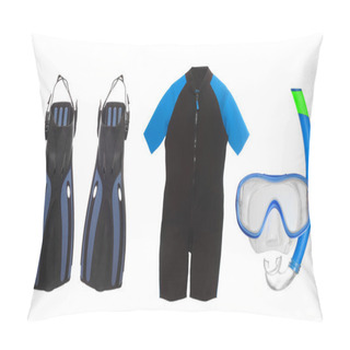 Personality  Scuba Diving Equipment - Diving Mask, Wetsuit And Flippers  Pillow Covers