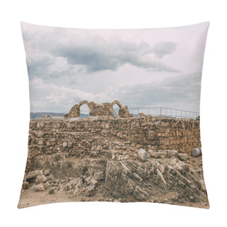 Personality  Ruins Of Old Archaeological Park Against Sky With Clouds  Pillow Covers
