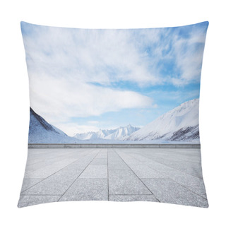 Personality  Empty Brick Ground With Snow Mountain Pillow Covers