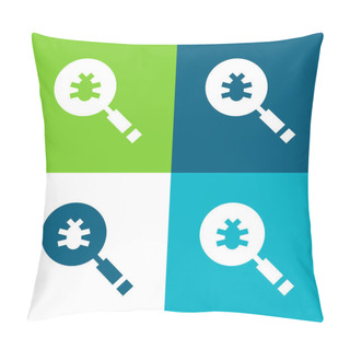 Personality  Antivirus Flat Four Color Minimal Icon Set Pillow Covers