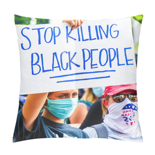 Personality  Denver, Colorado / USA  6/1/20: Citizens Protest The Murder Of George Floyd By Minneapolis, Minnesota Police Officers. Pillow Covers