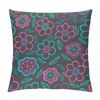 Personality  Floral Seamless Pattern With Flowers. Vector Blooming Doodle Flo Pillow Covers