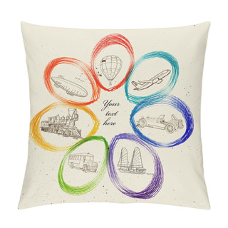 Personality  Banners With Different Modes Of Transport. Pillow Covers