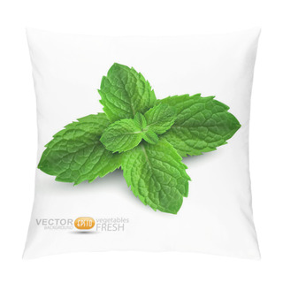 Personality  Vector Fresh Mint Leaves On A White Background Pillow Covers