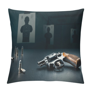 Personality  Gun On A Table With Bullet Shells Pillow Covers