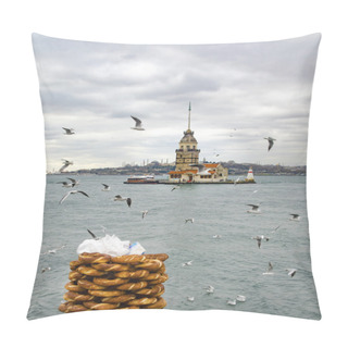 Personality  Maiden Tower. A Young Salesman (Simit) Bread Vendor.  Pillow Covers